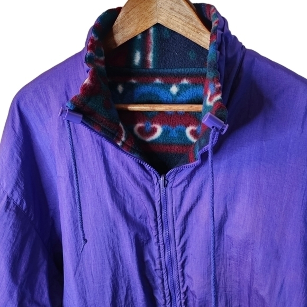British Mist Reversible Aztec Print Windbreaker Fleece Jacket Sz L Vintage 80s. - Picture 9 of 12